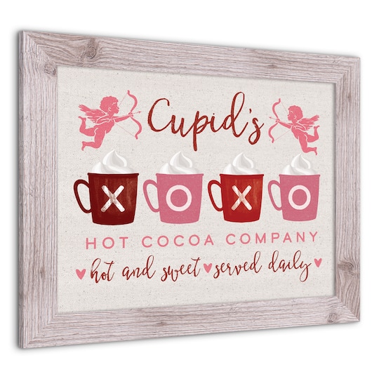 Cupids Hot Cocoa Western White Framed Print